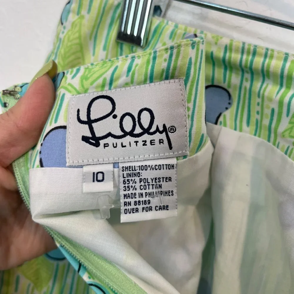 Lilly Pulitzer green floral mini skirt Size 10 tropical vacation A-line - Picture 8 of 9
